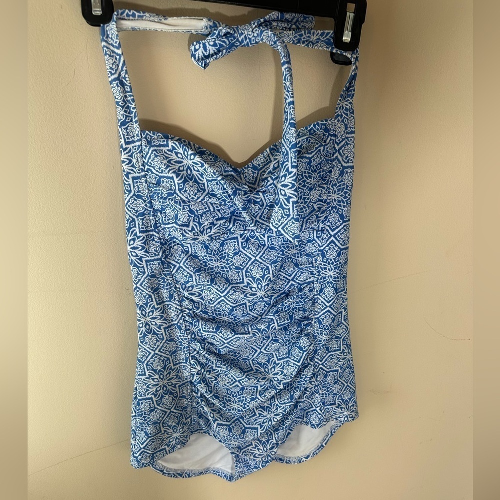 Bella Fiore bathing costume blue white bathing suit boy short bottom size small